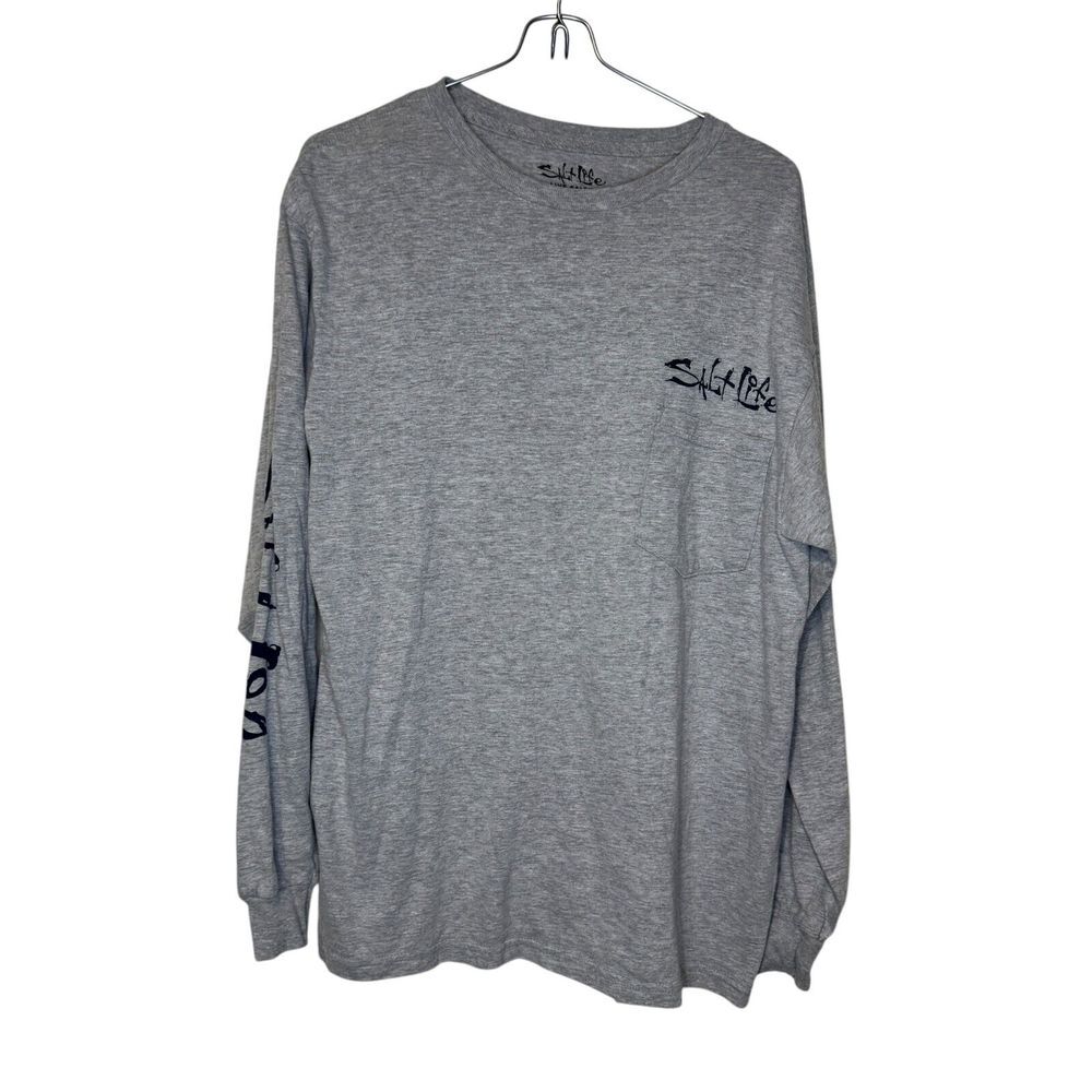 Salt Life Men's Shirt Live Salty Patriotic Pocket Fishing Jersey Grey Medium